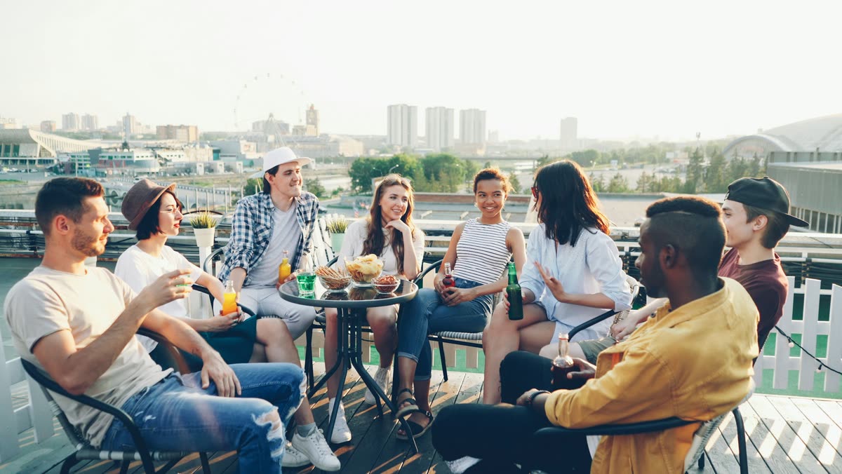 Students socializing at a community event